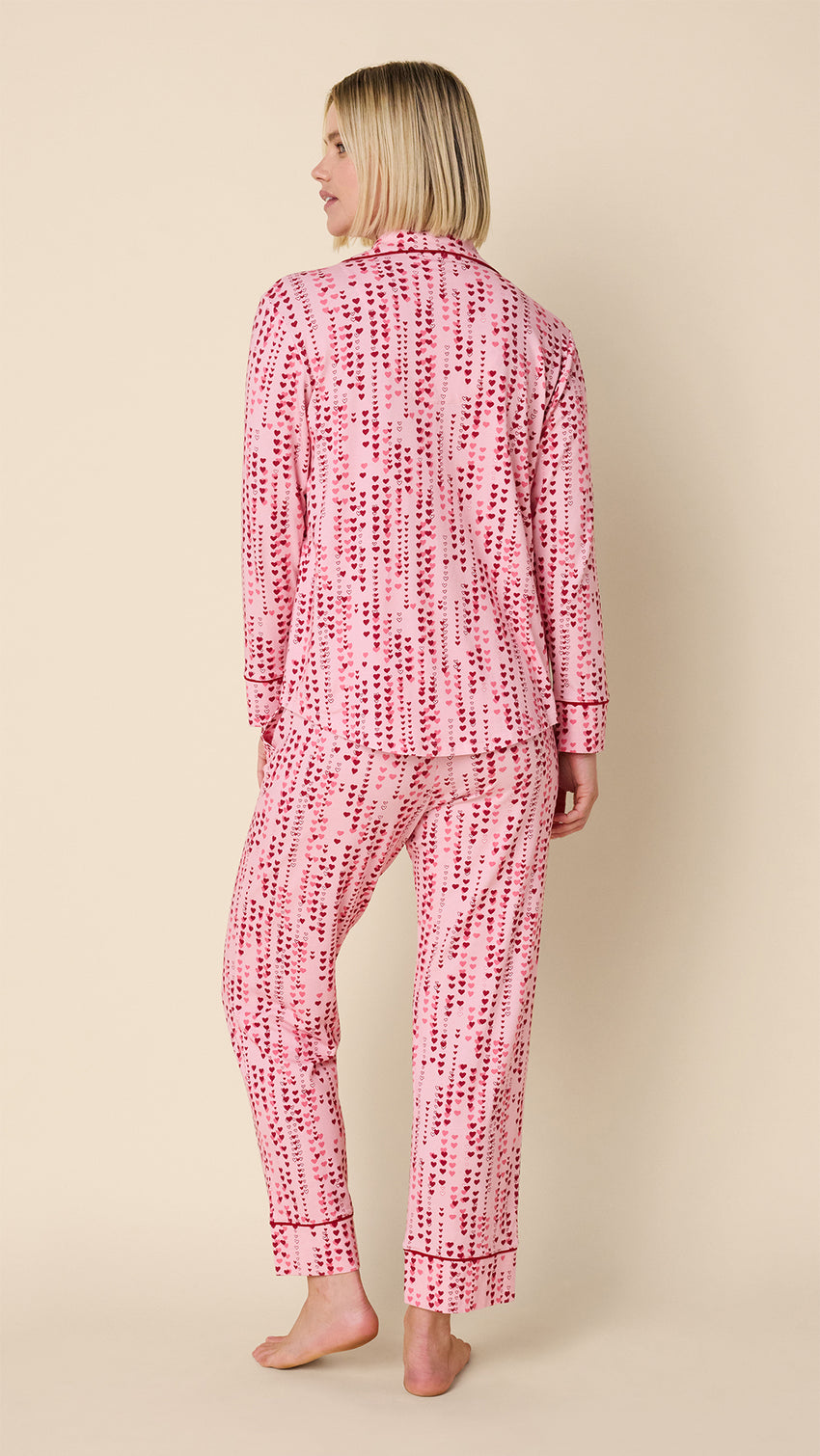 Dreamy Hearts Pima Knit Long-Sleeved Pajama Hover Pink