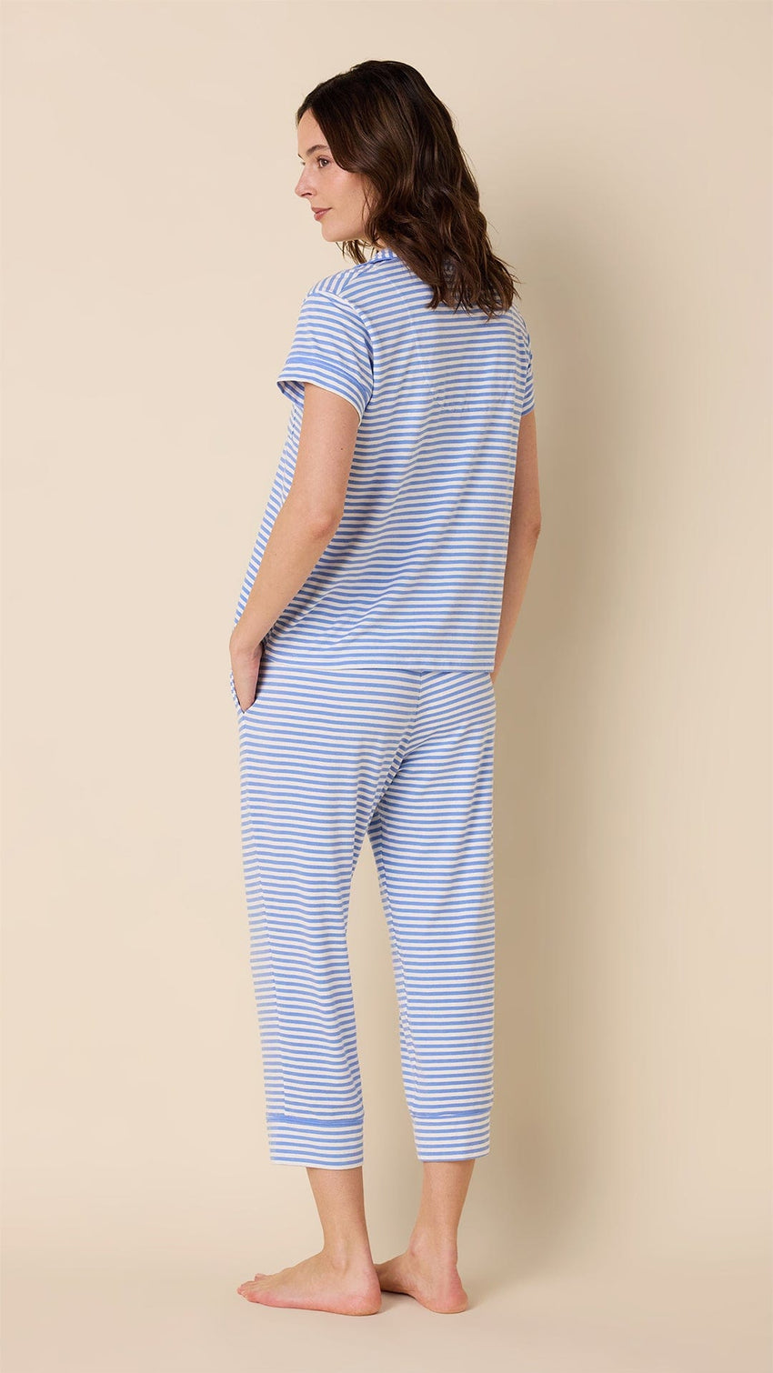 Essential Stripe Pima Knit Capri Set - Provence Hover Provence