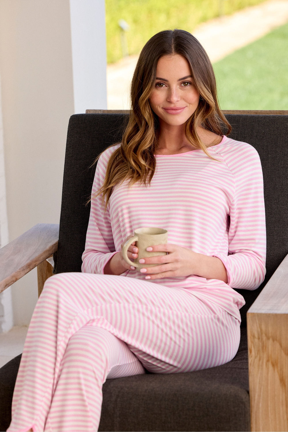 Essential Stripe Pima Knit Simple Set - Pink Moment Main Pink Moment