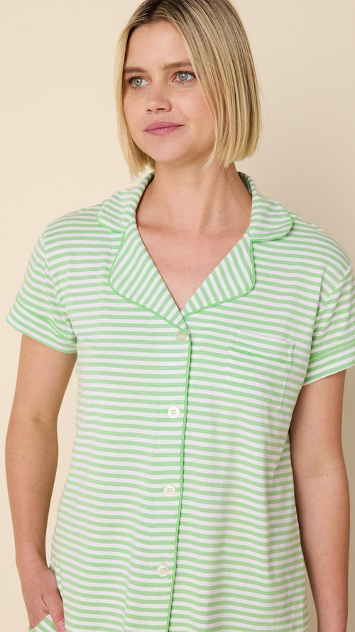 Essential Stripe Pima Knit Capri Set - Pistachio Extra Pistachio