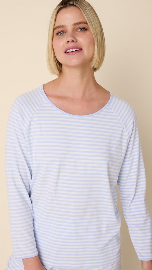 Essential Stripe Pima Knit Simple Set - Heavenly Blue Extra Heavenly Blue