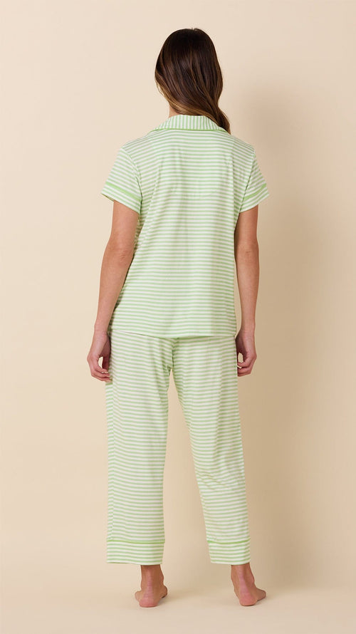Essential Stripe Pima Knit Capri Set - Pistachio Extra Pistachio