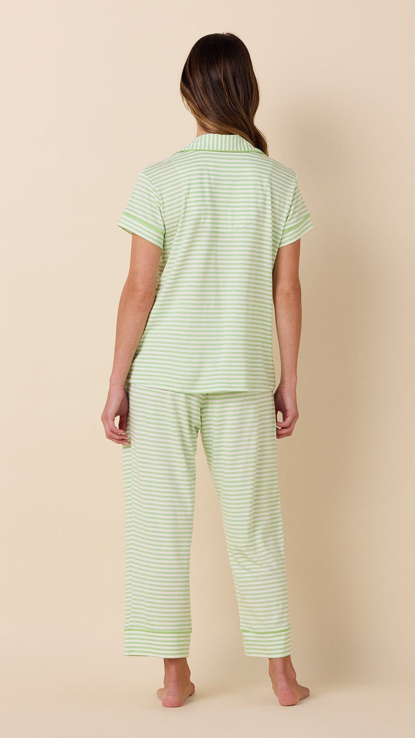 Essential Stripe Pima Knit Capri Set - Pistachio Extra Pistachio