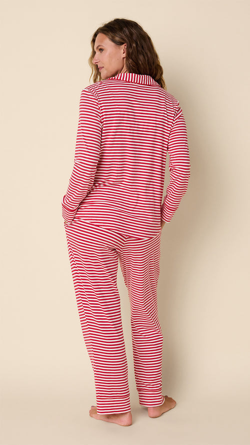 Essential Stripe Pima Knit Long-Sleeved Pajama - Red Hover Red