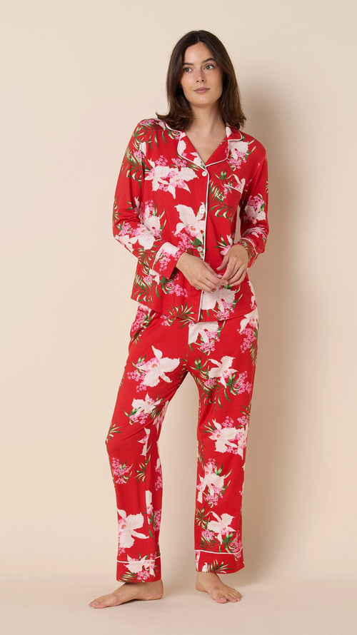 Flora Festiva Pima Knit Long-Sleeved Pajama Main Red