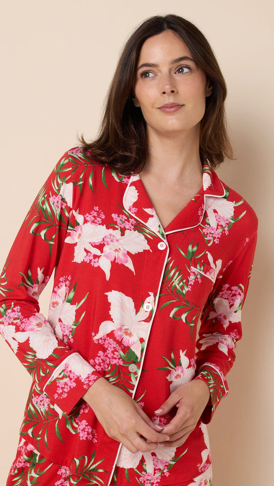 Flora Festiva Pima Knit Long-Sleeved Pajama Extra Red