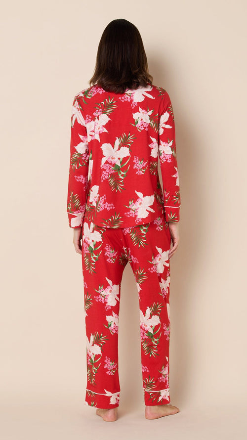 Flora Festiva Pima Knit Long-Sleeved Pajama Hover Red