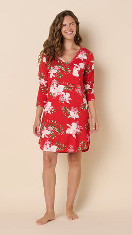 Flora Festiva Pima Knit Long-Sleeved Sleep Shirt