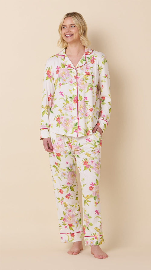 Florentina Pima Knit Long-Sleeved Pajama Extra Hover White