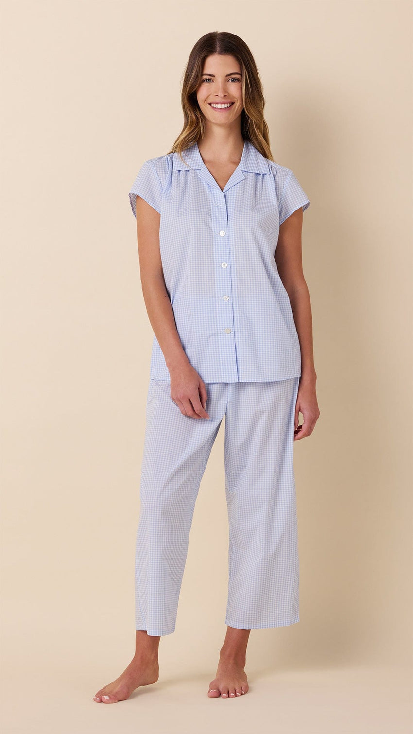 Classic Gingham Luxe Pima Capri - Blue Hover Blue