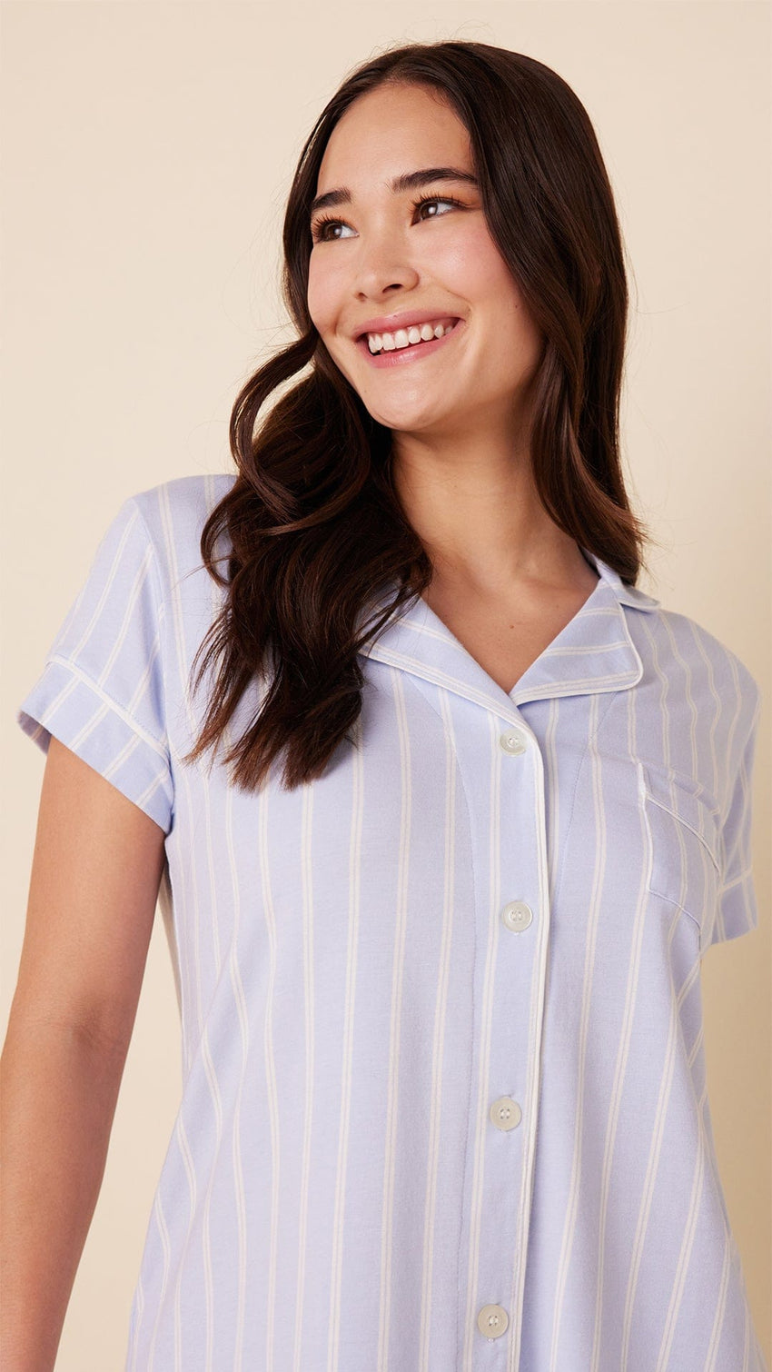 Heritage Stripe Pima Knit Capri Set -  Blue Extra Blue