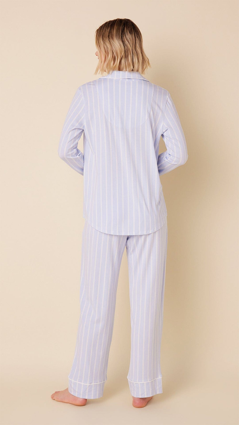 Heritage Stripe Pima Knit Long-Sleeved Pajama - Blue Extra Blue