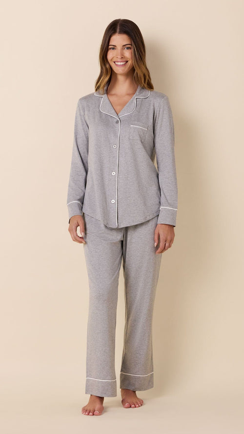 Classic Pima Knit Pajama - Heather Grey Hover Heather Grey