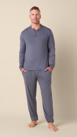 Classic Pima Knit Henley Set - Steel Grey