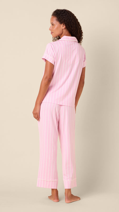 Heritage Stripe Pima Knit Capri Set - Pink Hover Pink