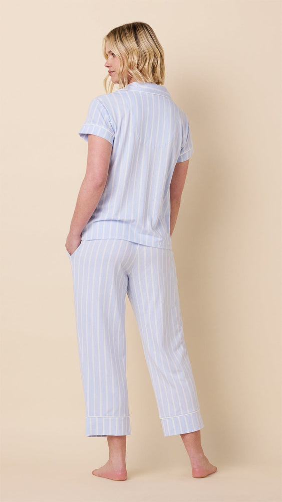 Heritage Stripe Pima Knit Capri Set -  Blue Hover Blue