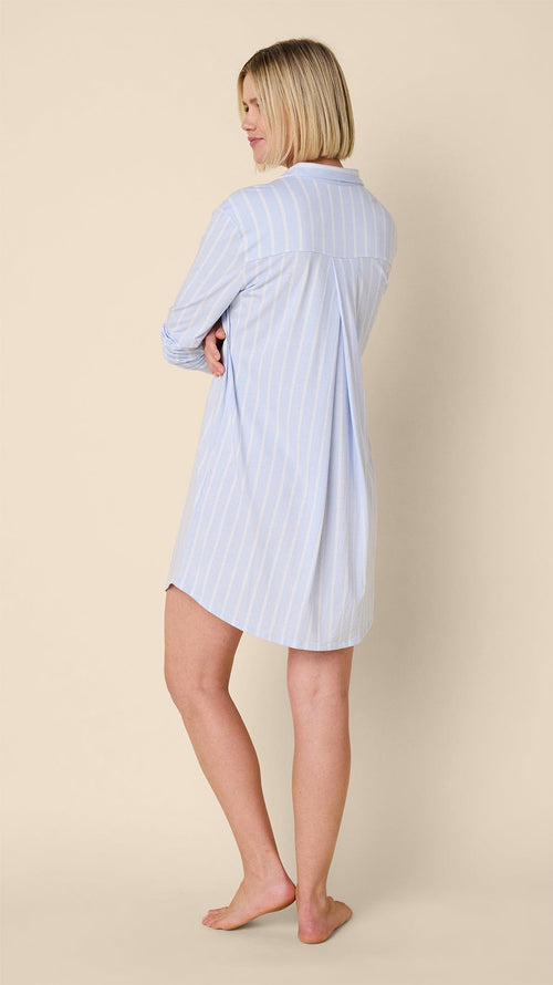 Heritage Stripe Pima Knit Night Shirt - Blue Hover Blue