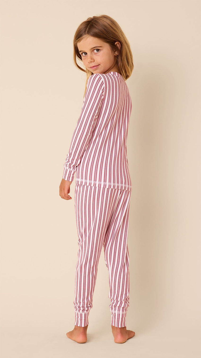 Classic Ticking Stripe Pima Knit Kids Pajama Extra White