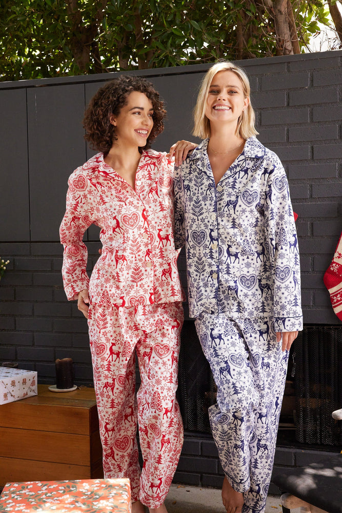 Holly Jolly Flannel Pajama - Blue Wide