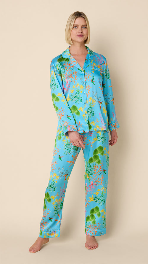 Hummingbird Silk Pajama Main Blue