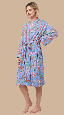 Lavender Paisley Pima Knit Kimono Robe