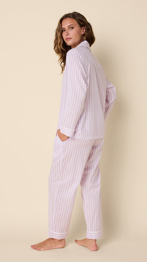 Classic Stripe Luxe Pima Long-Sleeved Pajama - Lavender Hover Lavender