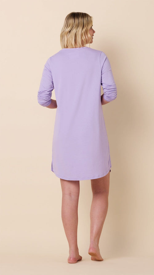 Classic Pima Knit Long-Sleeved Sleep Shirt - Lilac Hover Lilac