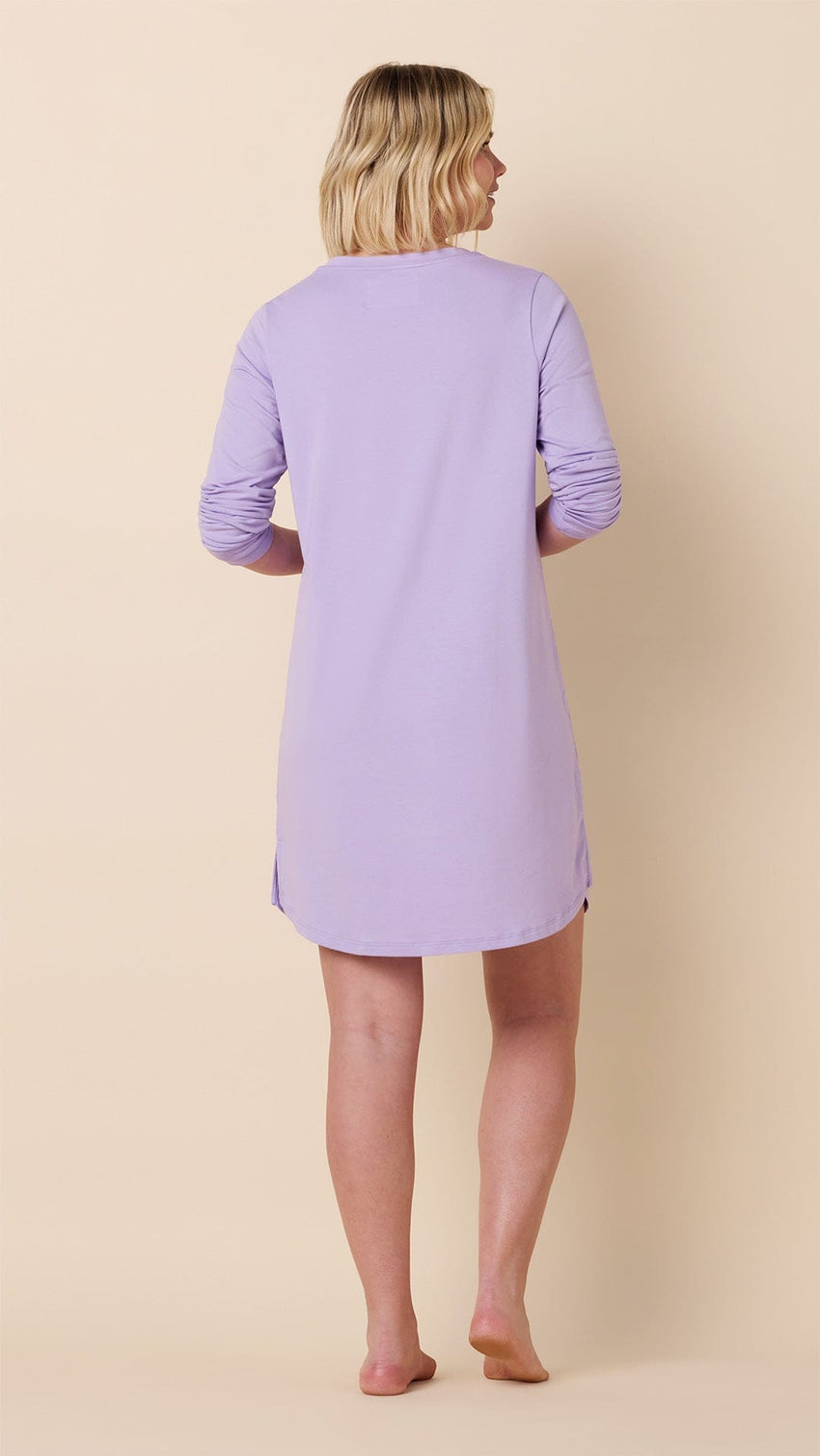 Classic Pima Knit Long-Sleeved Sleep Shirt - Lilac Hover Lilac