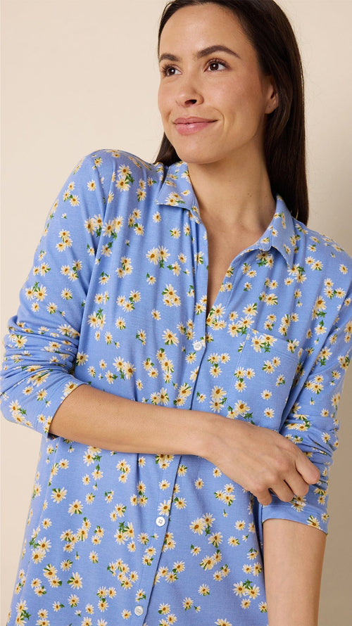 Marguerite Pima Knit Night Shirt Blue Extra