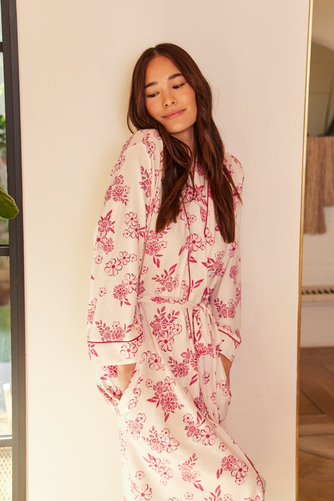 Malia Pima Knit Kimono Robe Wide Pink