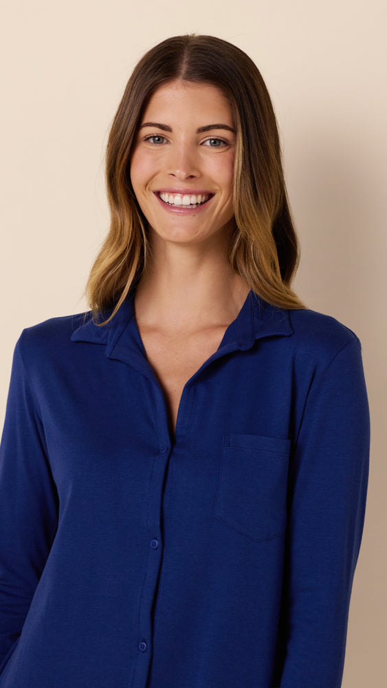 Classic Pima Knit Night Shirt - Marine Blue Extra Marine Blue