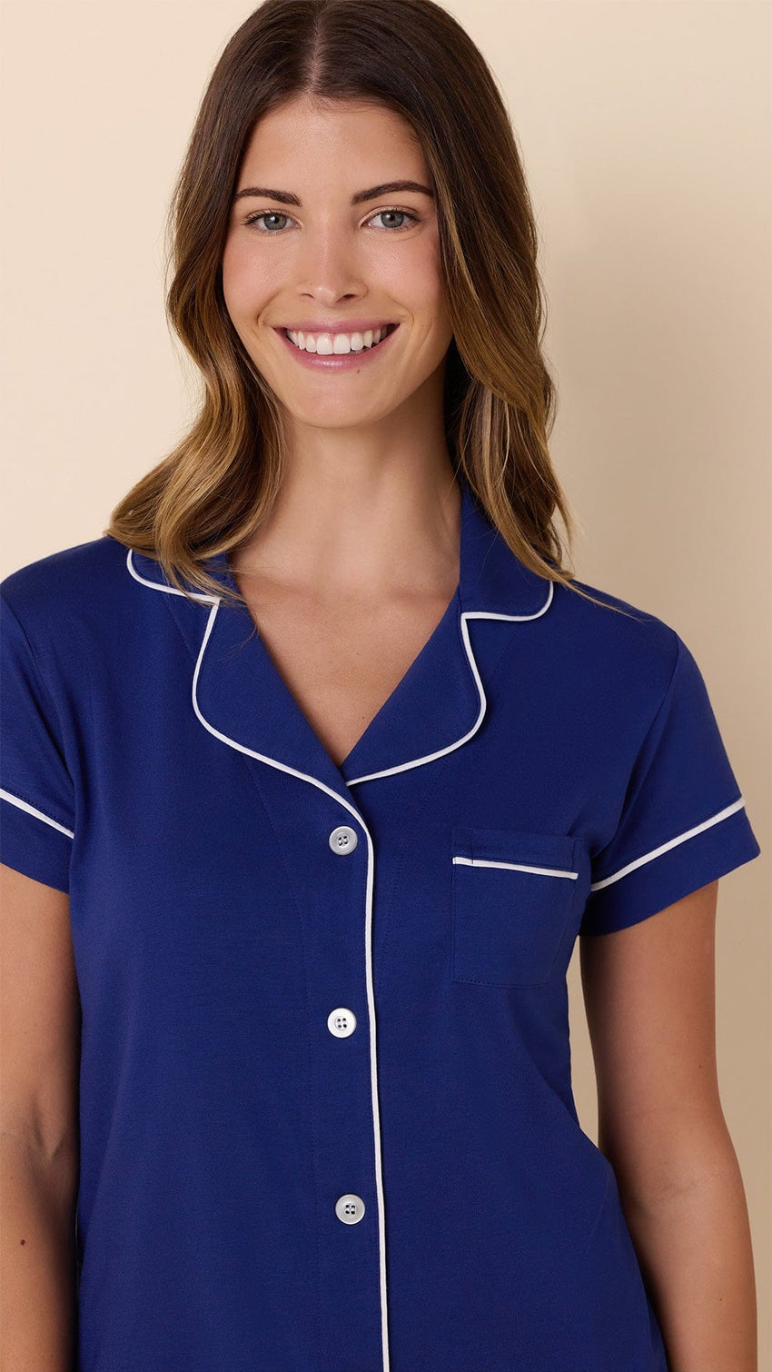 Classic Pima Knit Short Set - Marine Blue Hover Marine Blue