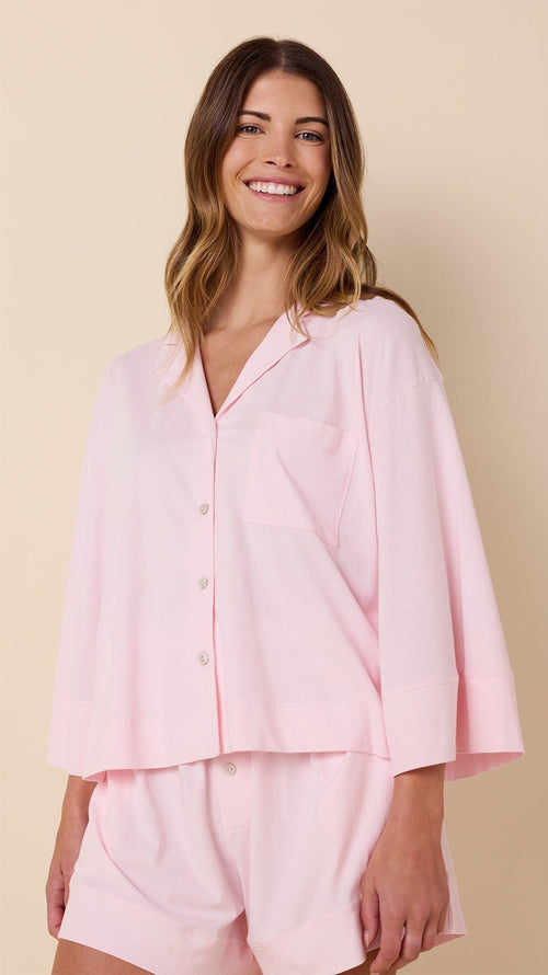 The Mariposa Long-Sleeved Short Set - Pink Extra Pink