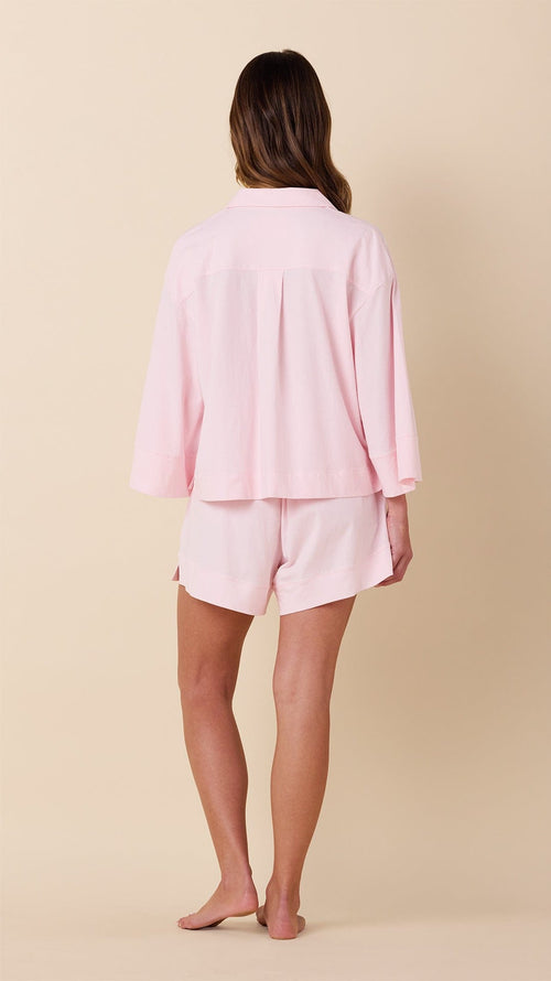 The Mariposa Long-Sleeved Short Set - Pink Hover Pink