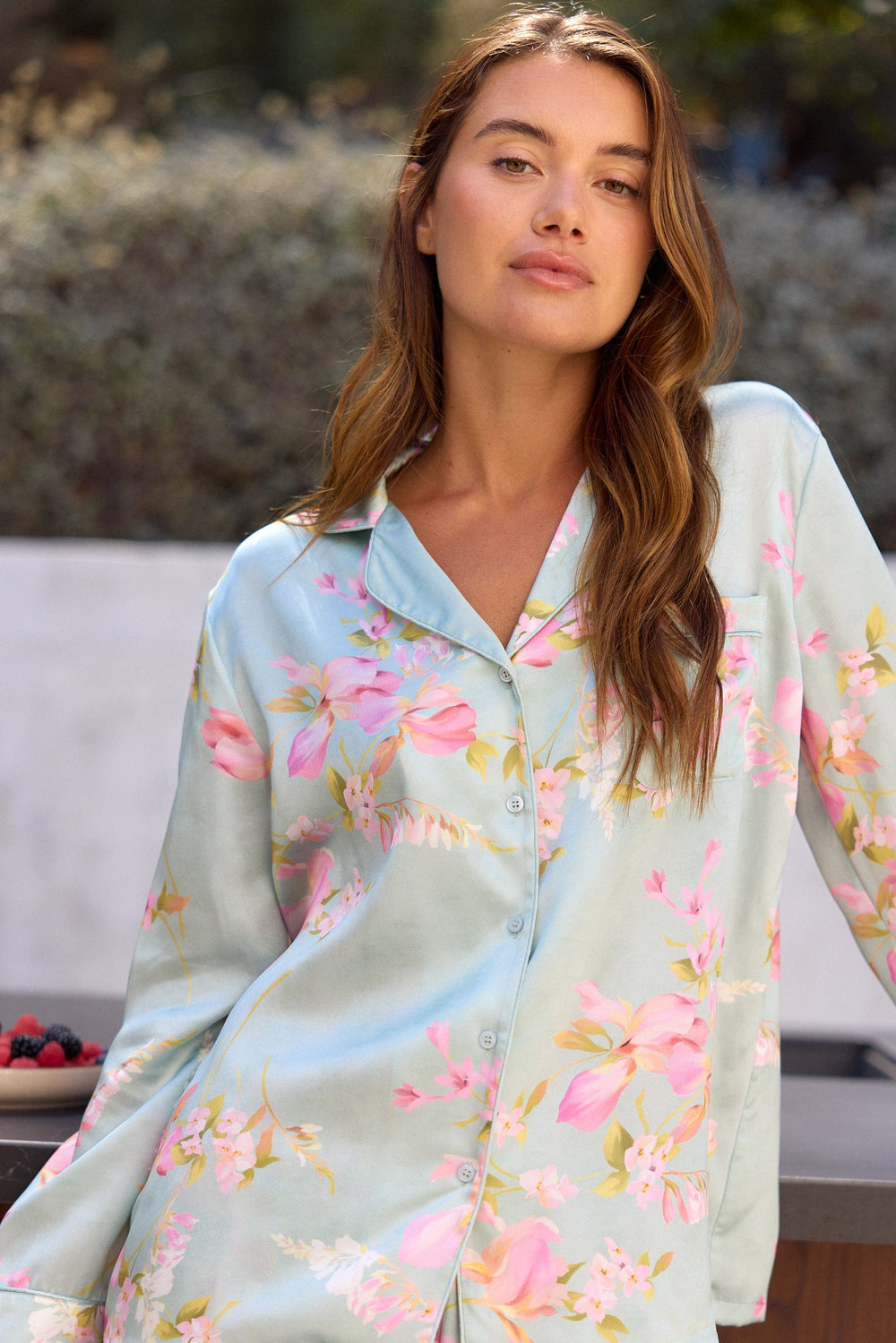 Moonlit Garden Silk Pajama Extra Blue