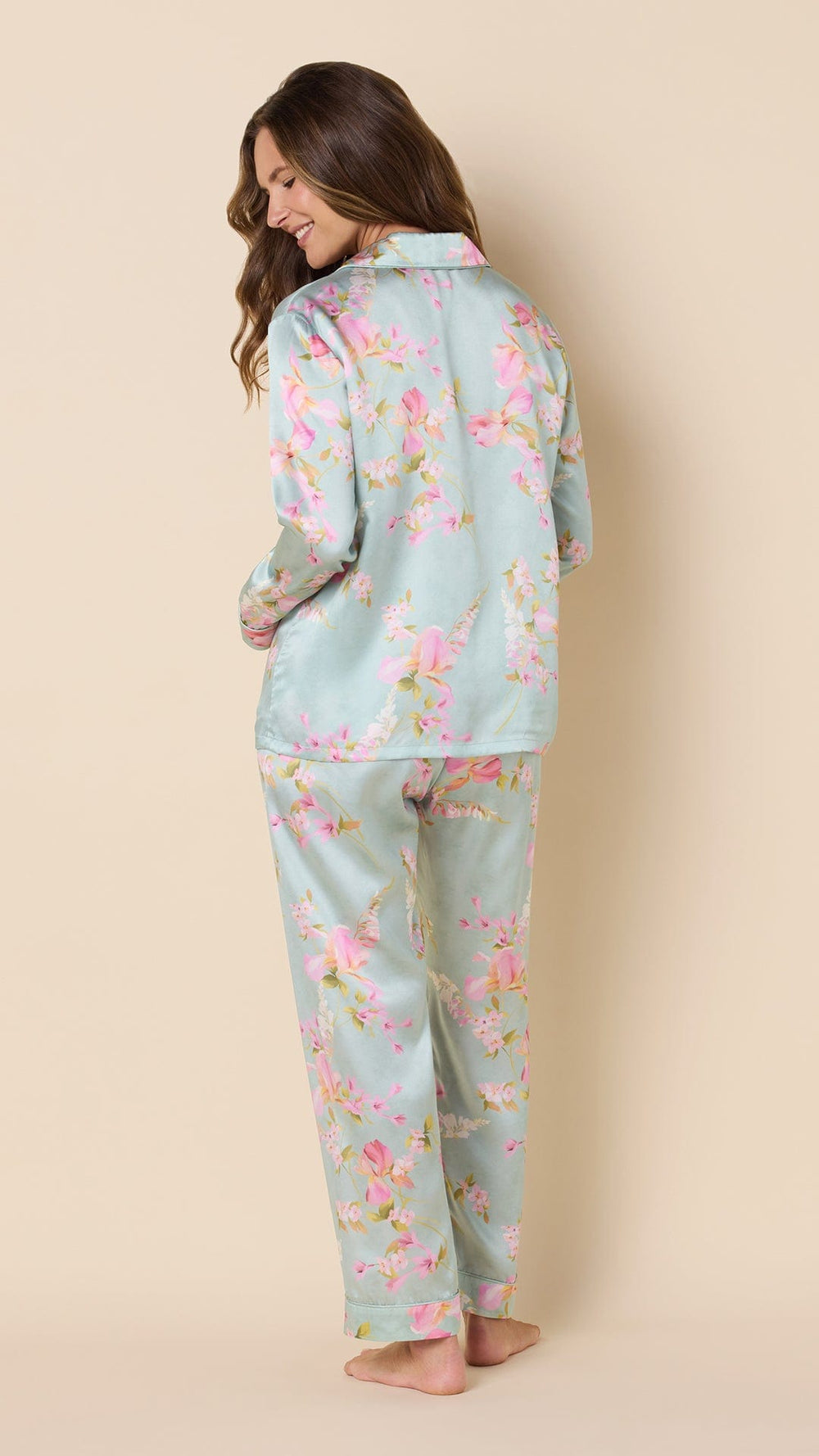 Moonlit Garden Silk Pajama Hover Blue