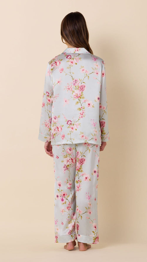 Morning in Kyoto Long-Sleeved Silk Pajama Extra Blue