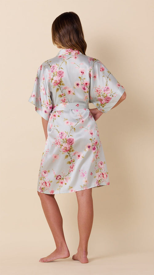Morning In Kyoto Silk Kimono Robe Extra Blue