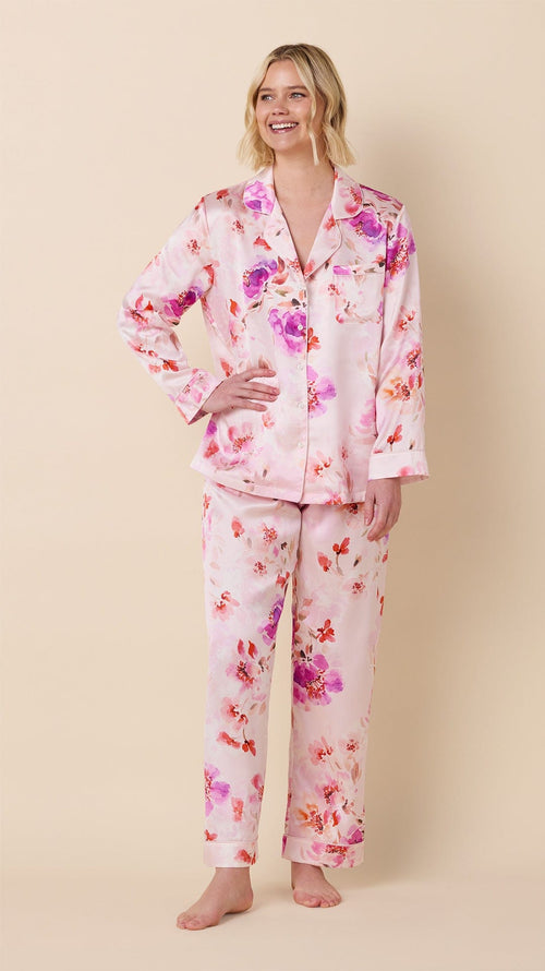 Morning in Savannah Silk Long-Sleeved Pajama Main Pink
