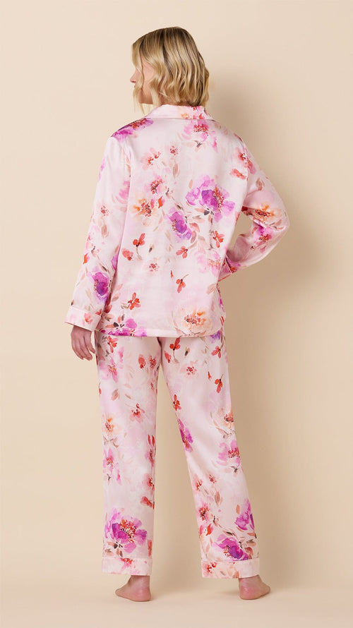 Morning in Savannah Silk Long-Sleeved Pajama Hover Pink