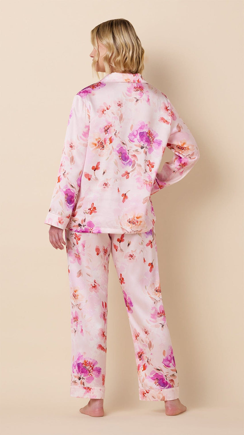 Morning in Savannah Silk Long-Sleeved Pajama Hover Pink