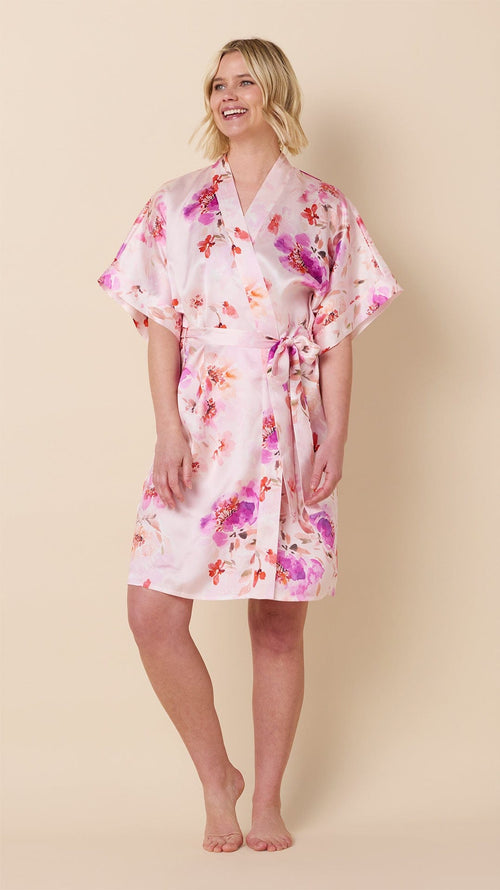 Morning In Savannah Silk Kimono Robe Main Pink