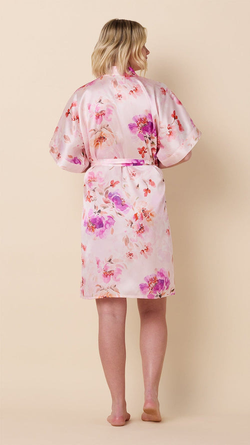 Morning In Savannah Silk Kimono Robe Hover Pink