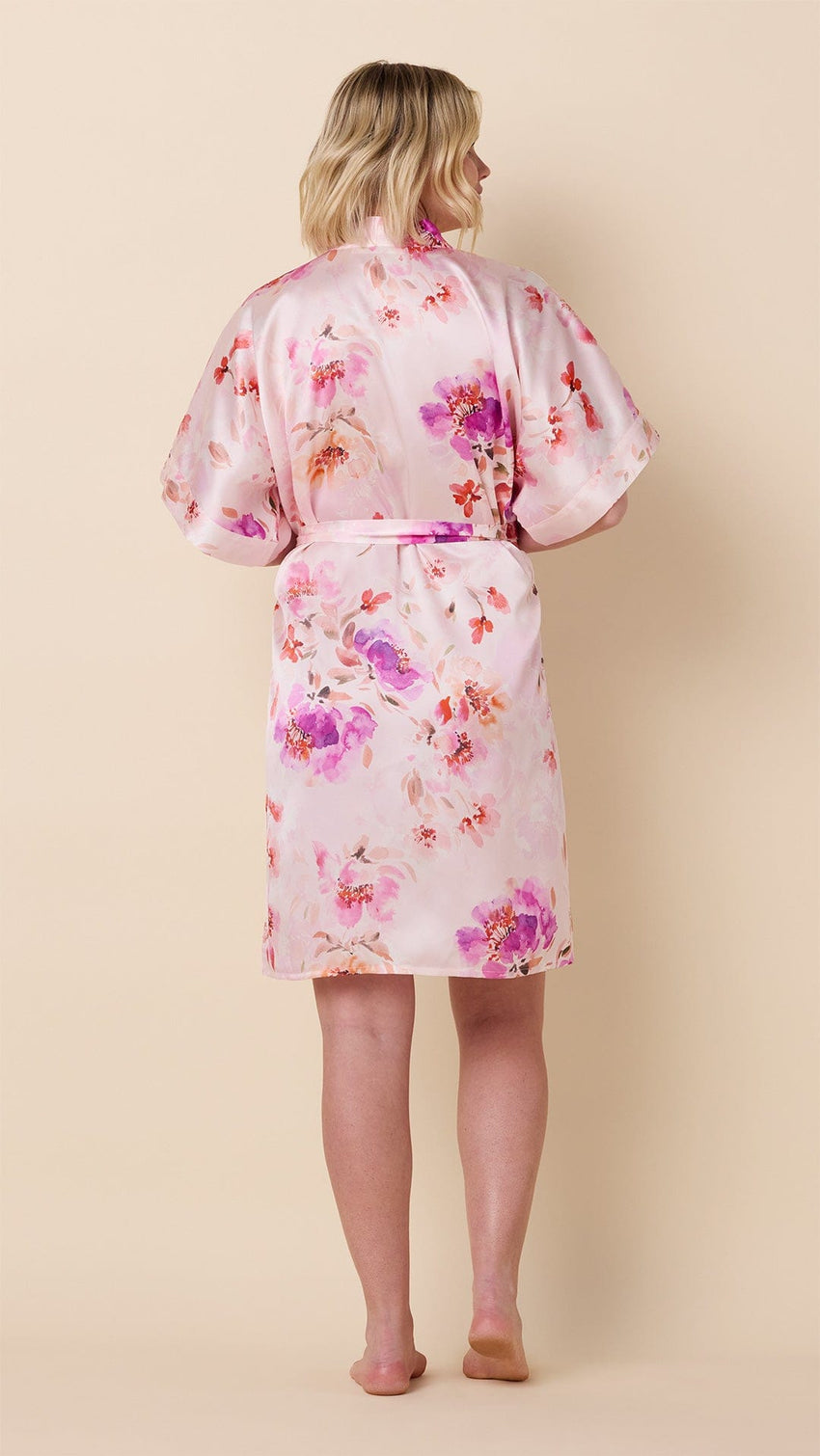 Morning In Savannah Silk Kimono Robe Hover Pink
