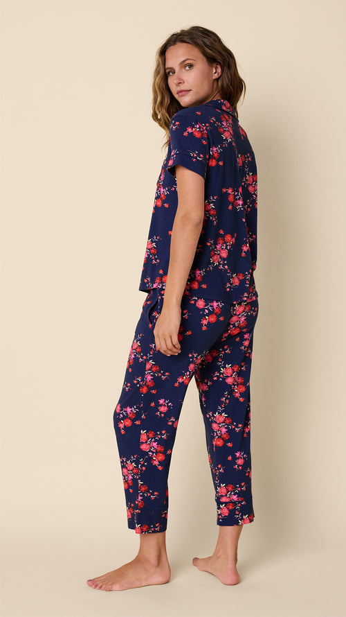 Roses Pima Knit Capri Set Hover Navy