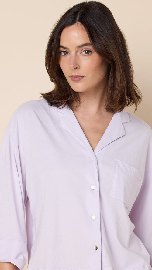 The Mariposa Long-Sleeved Short Set - Lilac Cream Extra Lilac Cream