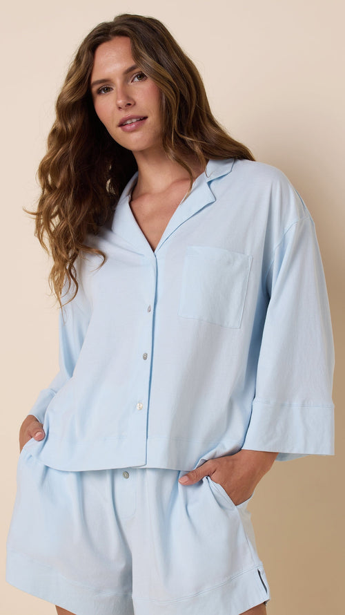 The Mariposa Long-Sleeved Short Set - Mist Extra Mist