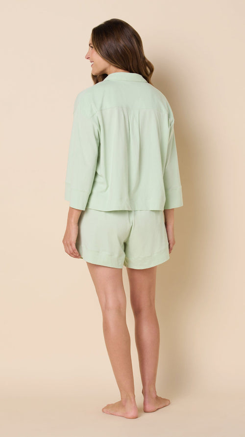 The Mariposa Long-Sleeved Short Set - Celadon Hover Celadon