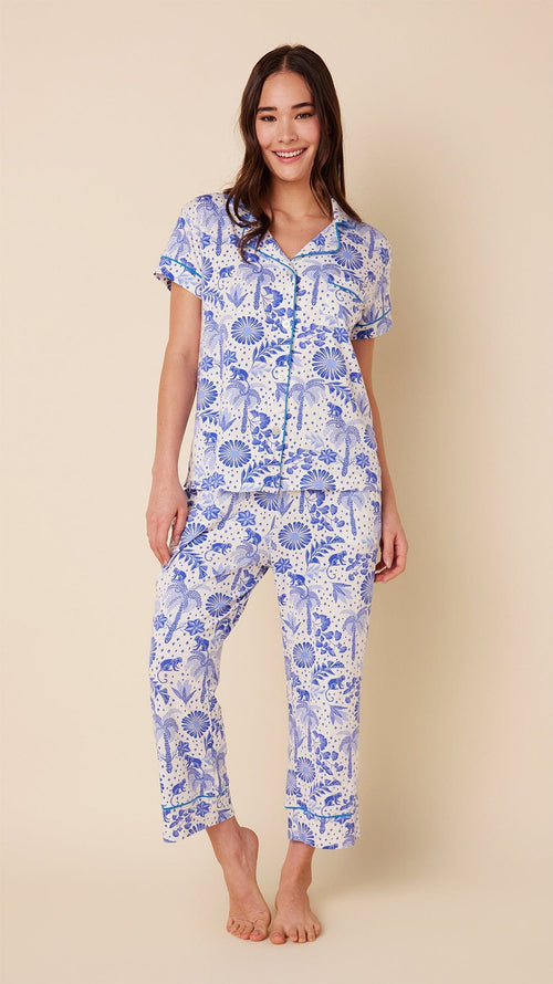 Palmera Pima Knit Capri Set Hover White