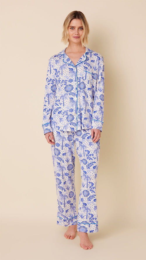 Palmera Pima Knit Long-Sleeved Pajama Main White